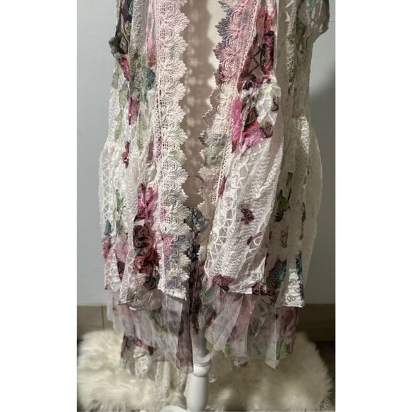 Origami Duster bohemian floral lace kimono cardigan XL - Picture 10 of 12